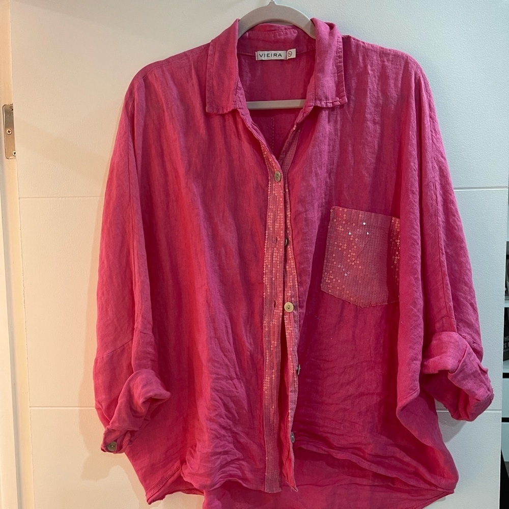 Bright Pink Button-Up Shirt